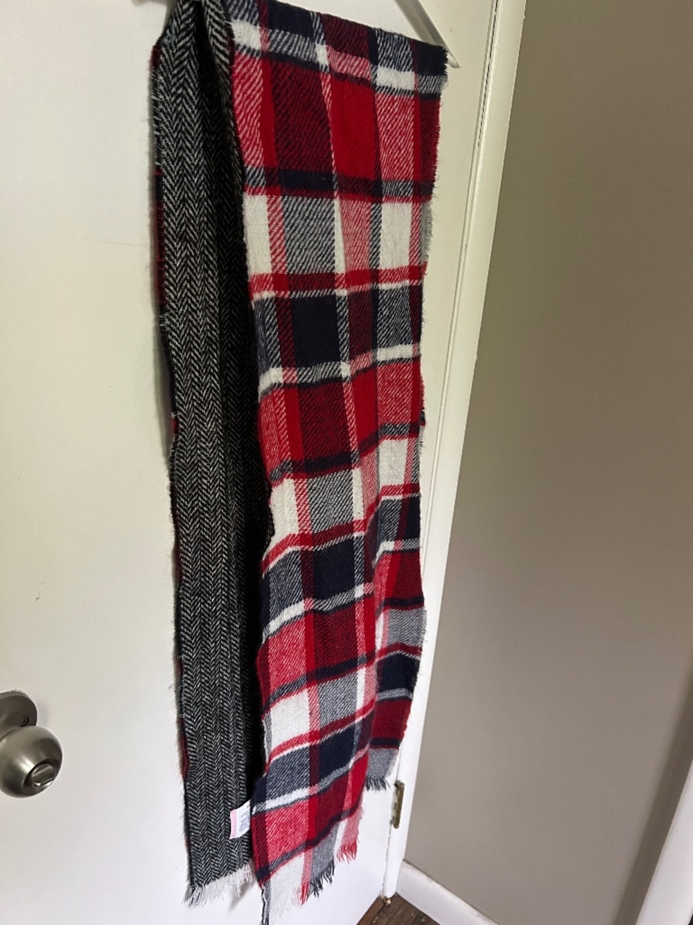 Arborist Cambridge Scarf - Red/White/Black Plaid, Herringbone